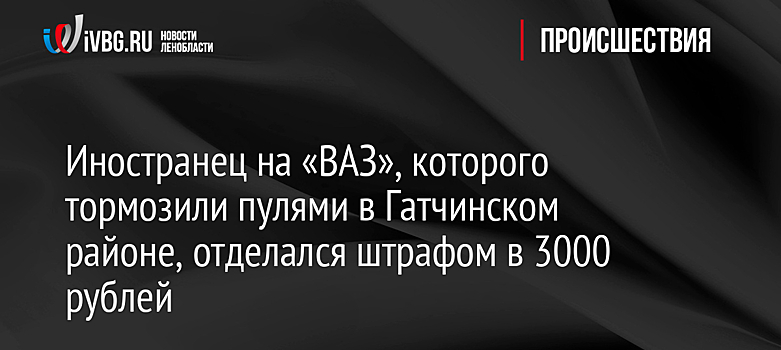 Иностранец на «ВАЗ», которого тормозили пулями в Гатчинском районе, отделался штрафом в 3000 рублей
