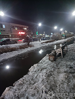 "Река" разлилась по тротуару в Новокузнецке