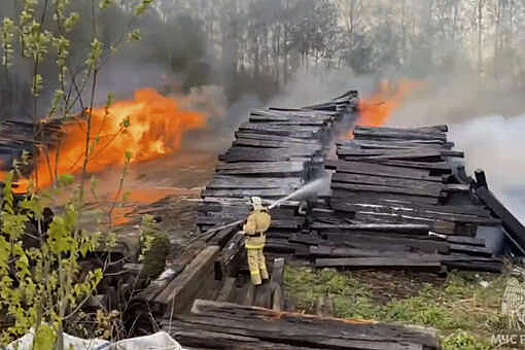 В Нижегородской области загорелся склад со шпалами