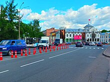 Дорожные столбики установили в Вологде на ул. Предтеченской, где изменилось движение