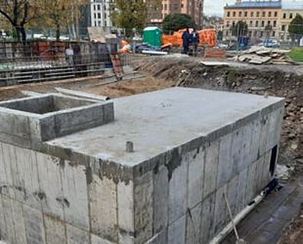 Петербургский Водоканал готовится к бетонированию новой чаши и камеры управления фонтана на Лермонтовском проспекте