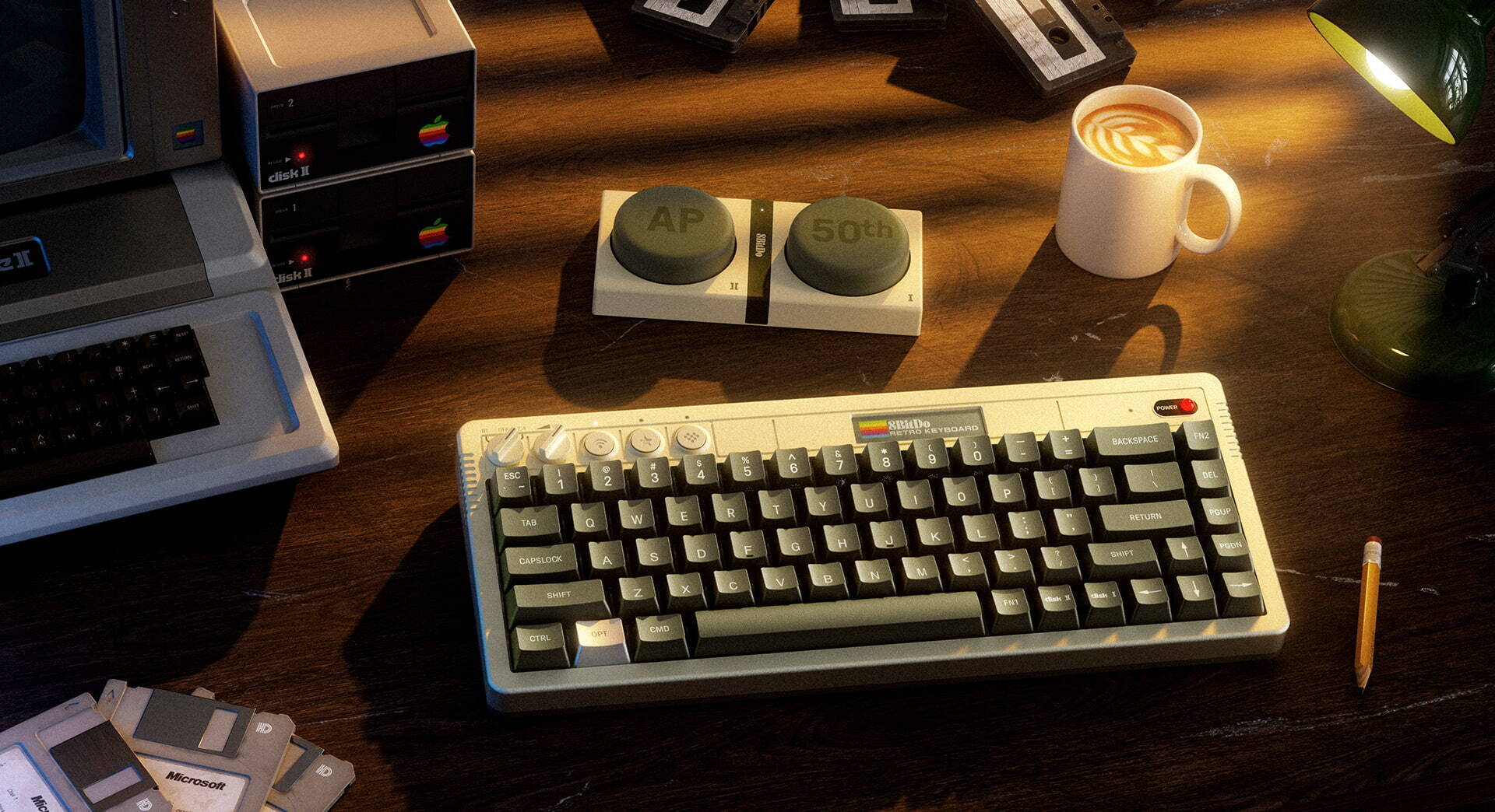 8BitDo показала клавиатуру в честь 50-летия Apple в стиле старых ПК