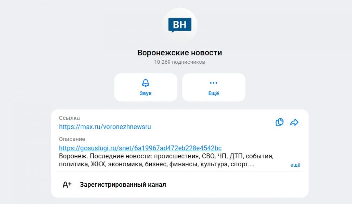 "Воронежские Новости" получили статус зарегистрированного канала в MAX