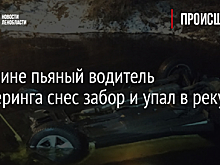 В Гатчине пьяный водитель каршеринга снес забор и упал в реку