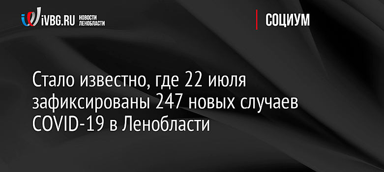 Стало известно, где 22 июля зафиксированы 247 новых случаев COVID-19 в Ленобласти