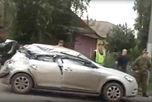 БТР столкнулся с легковым автомобилем в Кемерово