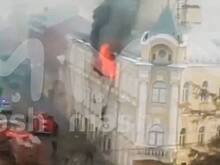 Мощный пожар в тульском военном госпитале сняли на видео