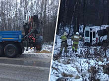Маршрутка с пассажирами вылетела в кювет после столкновения с «КамАЗом»