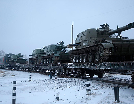 В Белоруссию прибыла российская самоходная артиллерия