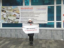 Саратовчанка пикетирует поликлинику с плакатом «Нет бизнесу на здоровье детей»