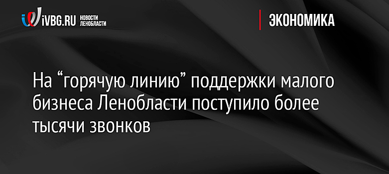 На “горячую линию” поддержки малого бизнеса Ленобласти поступило более тысячи звонков