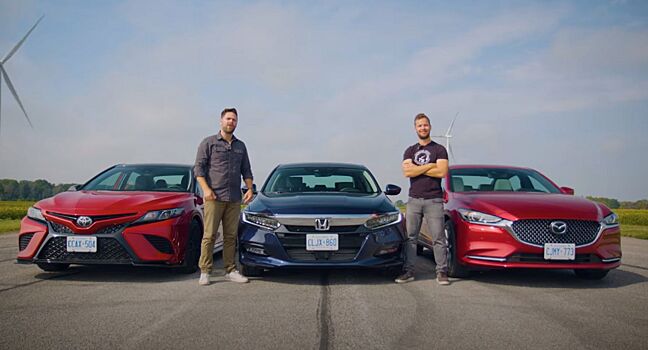 Блогеры сравнили Toyota Camry TRD, Honda Accord и Mazda6 на дрэге