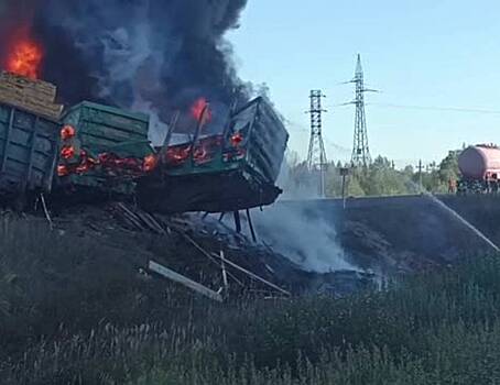 Появились кадры с места столкновения поезда с большегрузом в российском регионе