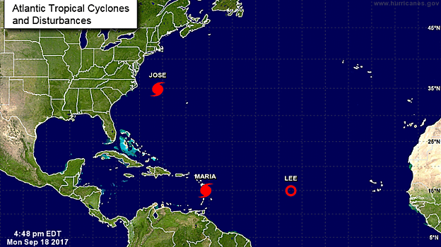 Тропический шторм «Мария» вновь усилился до урагана