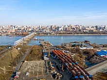 Опоры четвертого моста возводят в русле Оби в Новосибирске
