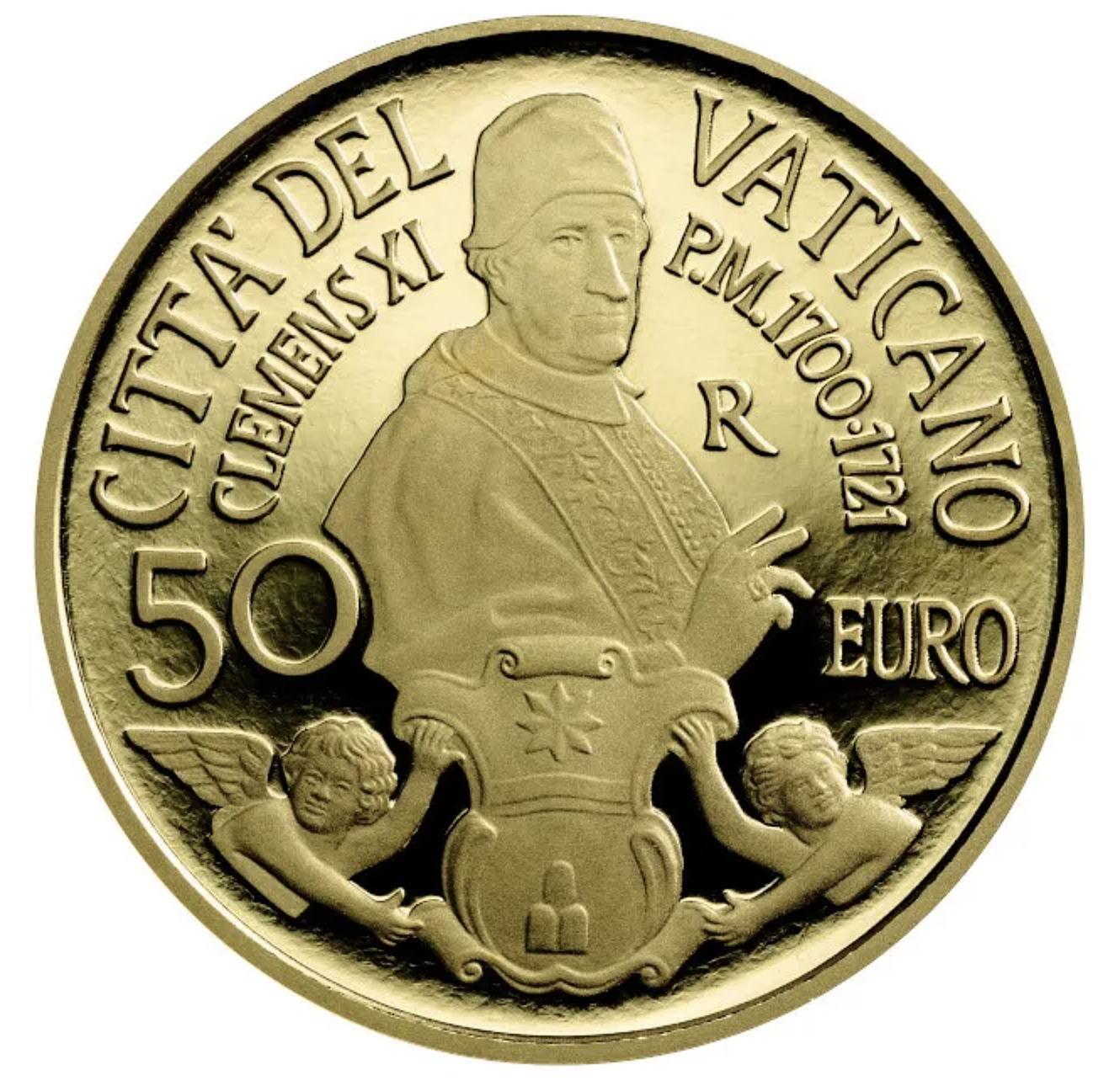 Папа римский Климент XI на золотых 50 евро