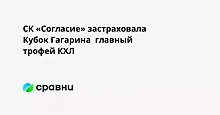 СК «Согласие» застраховала Кубок Гагарина  главный трофей КХЛ