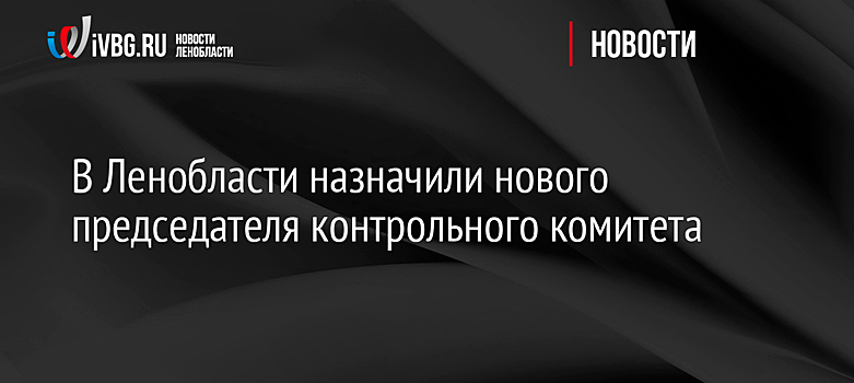 В Ленобласти назначили нового председателя контрольного комитета