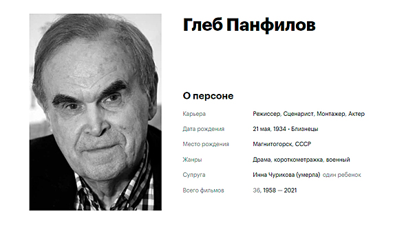 «Любовь миллионов»: российский режиссер Глеб Панфилов умер в возрасте 89 лет