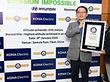 Электрокар Hyundai Kona взобрался на рекордную высоту