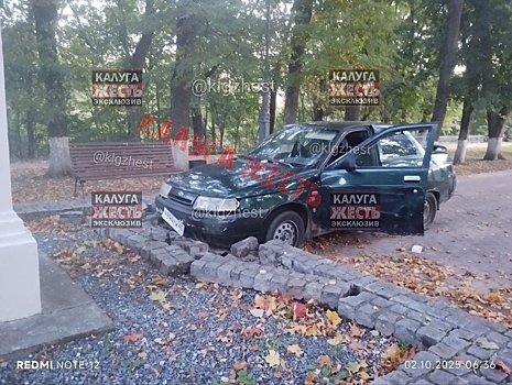 В Калуге Lada протаранила памятник Пушкину