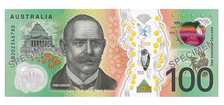 Джон Монаш и Нелли Мелба на новых 100$ Австралии