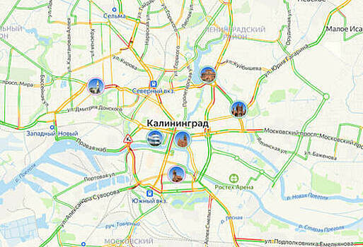 Центр жёлто-красный: карта пробок в Калининграде на утро пятницы
