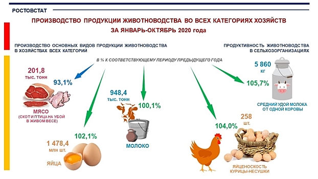 В Ростовской области производство мяса и птицы сократилось на 7%