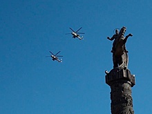 На Кубани вертолетный полк провел тренировку воздушного парада