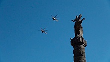 На Кубани вертолетный полк провел тренировку воздушного парада