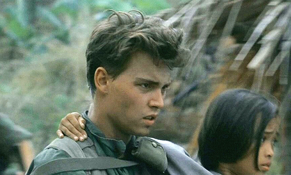Джонни Депп в кадре из фильма "Взвод", 1986 год