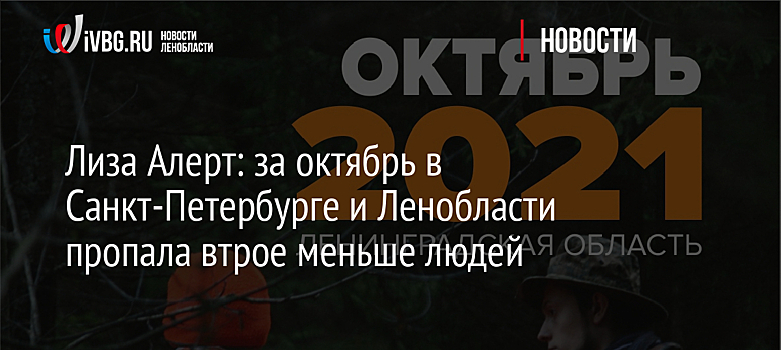 Лиза Алерт: за октябрь в Санкт-Петербурге и Ленобласти пропала втрое меньше людей