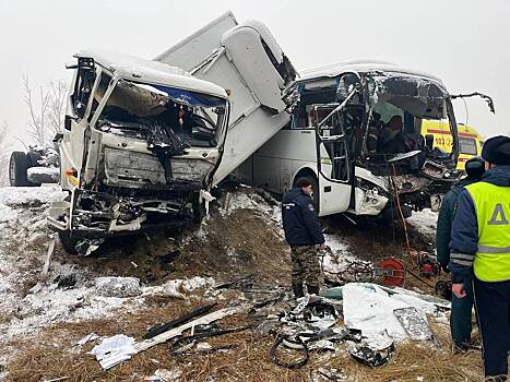 В российском регионе десять человек пострадали в аварии с участием автобуса и грузовика