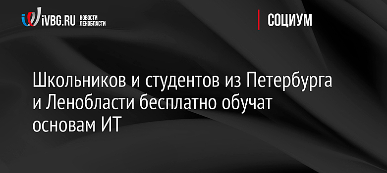 Школьников и студентов из Петербурга и Ленобласти бесплатно обучат основам ИТ