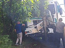 На улице Новоажимова в Ижевске грузовик врезался в световую опору