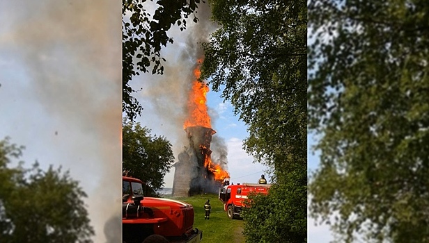 Огонь уничтожил уникальную церковь в Карелии