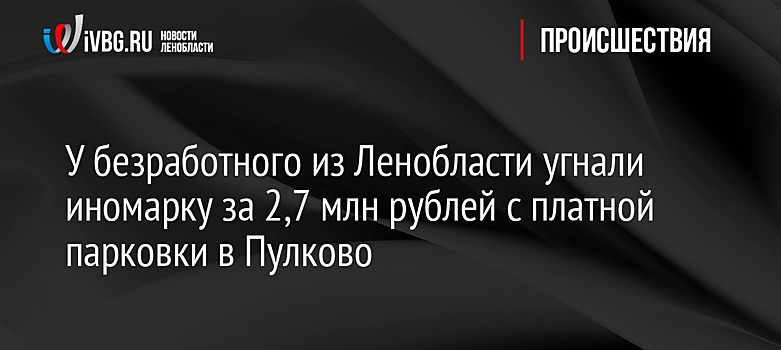 У безработного из Ленобласти угнали иномарку за 2,7 млн рублей с платной парковки в Пулково