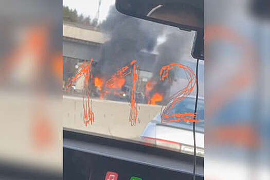 В Москве на 45-м километре МКАД загорелся грузовик