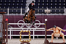 Пугавшую лошадей статую борца сумо убрали с конного манежа на Олимпиаде в Токио