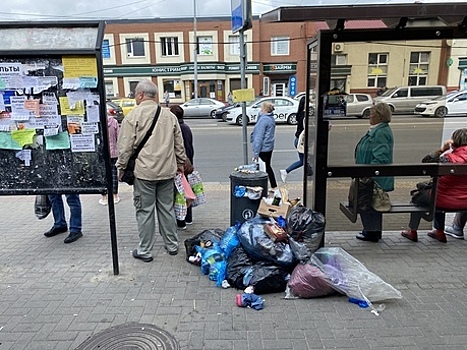 В центре Калининграда остановки завалены мусором (фото)