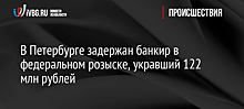 В Петербурге задержан банкир в федеральном розыске, укравший 122 млн рублей