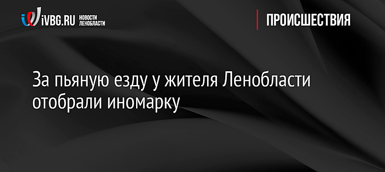 За пьяную езду у жителя Ленобласти отобрали иномарку