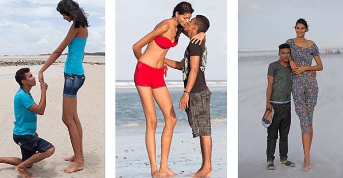 Рост — не помеха для любви: парень с ростом 164 см женат на двухметровой бразильянке