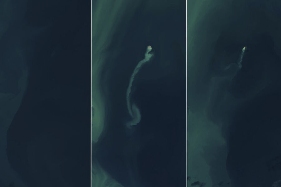 NASA: грязевой вулкан создал временный участок суши в каспийских водах