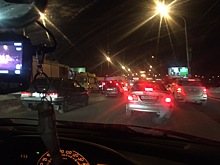 Авария на Ленинградском мосту привела к огромному затору