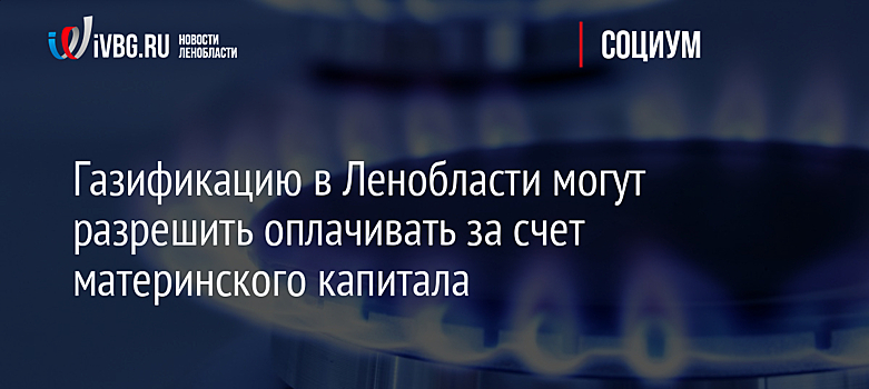 Газификацию в Ленобласти могут разрешить оплачивать за счет материнского капитала