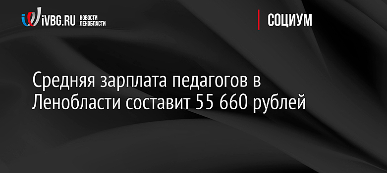 Средняя зарплата педагогов в Ленобласти составит 55 660 рублей