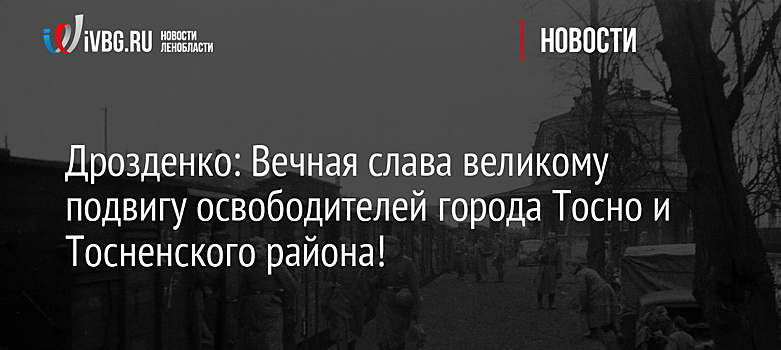 Дрозденко: Вечная слава великому подвигу освободителей города Тосно и Тосненского района!