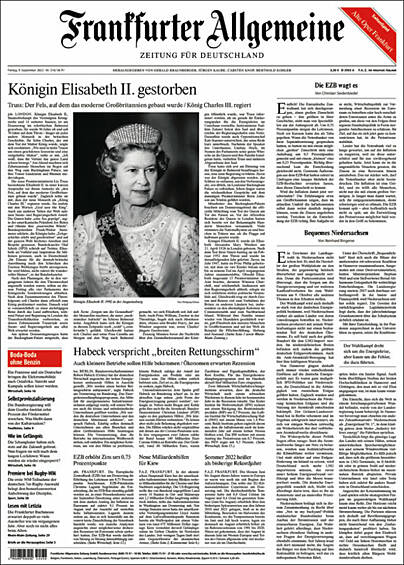 Немецкая газета Frankfurter Allgemeine о смерти Елизаветы II 