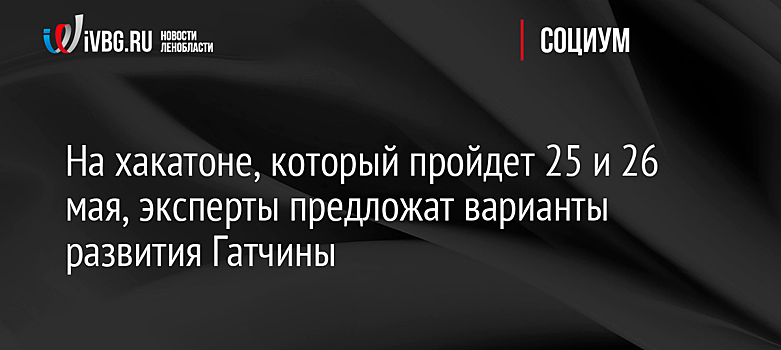 На хакатоне, который пройдет 25 и 26 мая, эксперты предложат варианты развития Гатчины